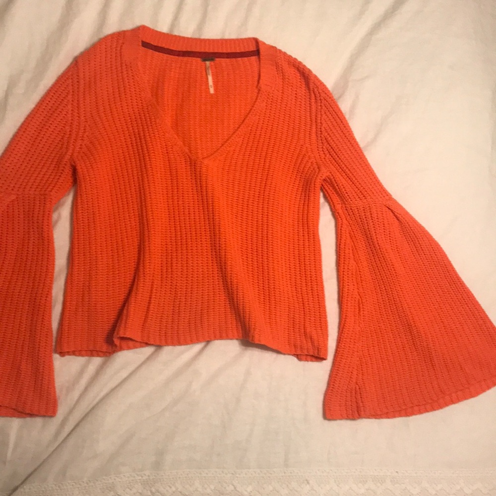 orange free people sweater size medium
